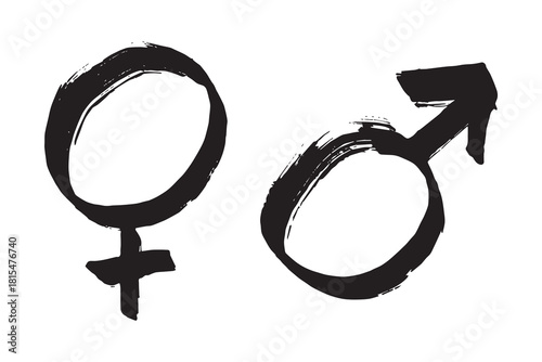 Hand drawn female and male gender identity sign Symbol used to represent sex and gender Single element for print, web, design, decor