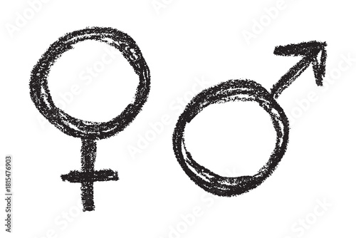 Hand drawn female and male gender identity sign Symbol used to represent sex and gender Single element for print, web, design, decor