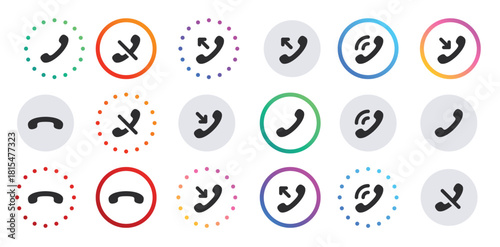 Call icons set. Call function icons. Phone call icons accept and decline. Vector images