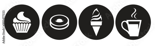 Panel kuchenny z motywem cafe icons set white on a black background 