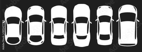 car top icons set white on a black background
