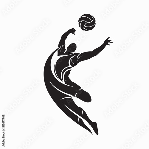 Jump Spike Volleyball Player Logo Design on white background