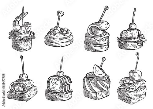 Set of Canapes vector illustration