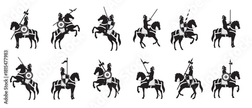 cavalry silhouettes vector 