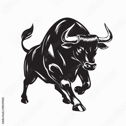 Angry Wild Ox Charging Attack Vector Image Isolated on white background