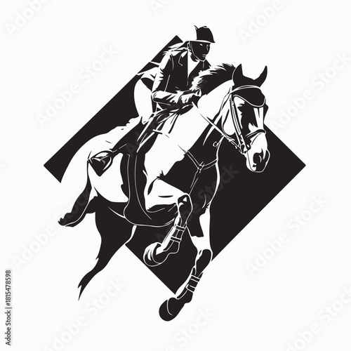 Equestrian Jumping Competition Vector Illustration on white background