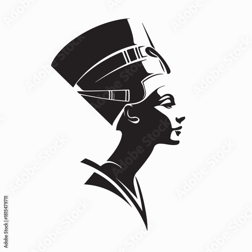 Luxurious Nefertiti Silhouette Logo Design on white background