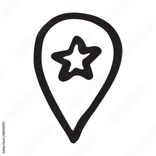 Hand drawn map pin Map marker pointer sign GPS and mapping tools Location pin symbol Pinpoint clipart in doodle style Single element for web, design