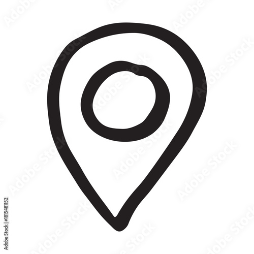Hand drawn map pin Map marker pointer sign GPS and mapping tools Location pin symbol Pinpoint clipart in doodle style Single element for web, design