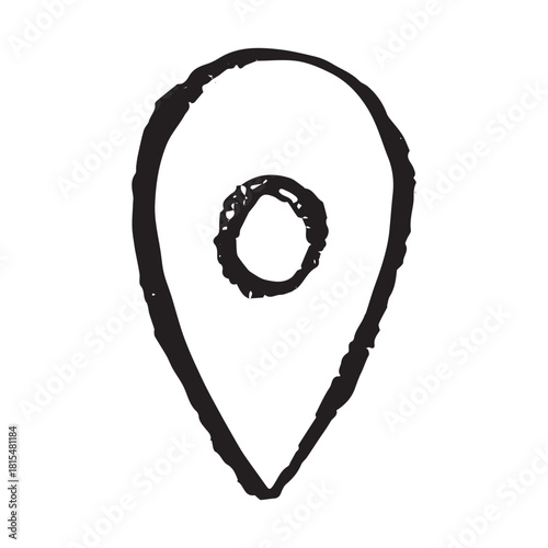 Hand drawn map pin Map marker pointer sign GPS and mapping tools Location pin symbol Pinpoint clipart in doodle style Single element for web, design