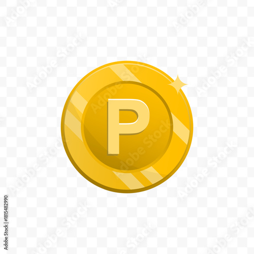 Shiny Cartoon Point Coin With Letter P Illustration Element
