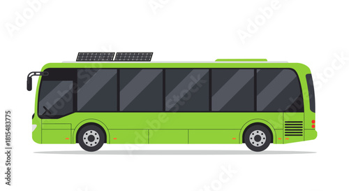 Green Passenger Bus Illustration Eco Friendly Transportation on White Background green energy