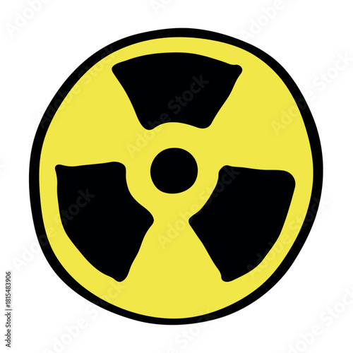 Hand drawn radiation sign Nuclear radiation hazard symbol Radioactive danger warning sign clipart in doodle style Nuclear safety Radioactive waste Single element for print, web, design, decor