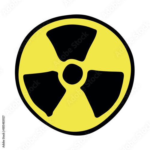 Hand drawn radiation sign Nuclear radiation hazard symbol Radioactive danger warning sign clipart in doodle style Nuclear safety Radioactive waste Single element for print, web, design, decor