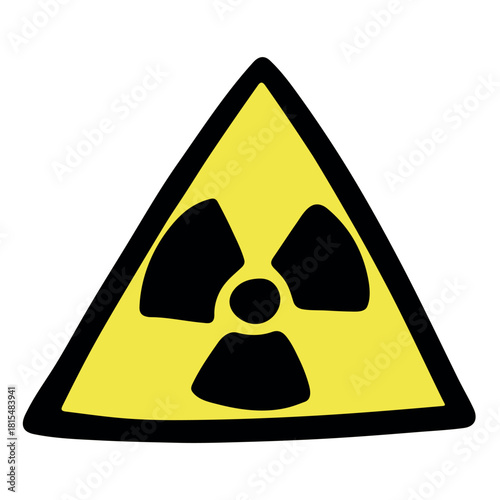 Hand drawn radiation sign Nuclear radiation hazard symbol Radioactive danger warning sign clipart in doodle style Nuclear safety Radioactive waste Single element for print, web, design, decor