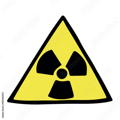 Hand drawn radiation sign Nuclear radiation hazard symbol Radioactive danger warning sign clipart in doodle style Nuclear safety Radioactive waste Single element for print, web, design, decor