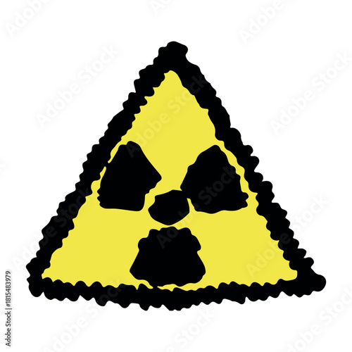 Hand drawn radiation sign Nuclear radiation hazard symbol Radioactive danger warning sign clipart in doodle style Nuclear safety Radioactive waste Single element for print, web, design, decor