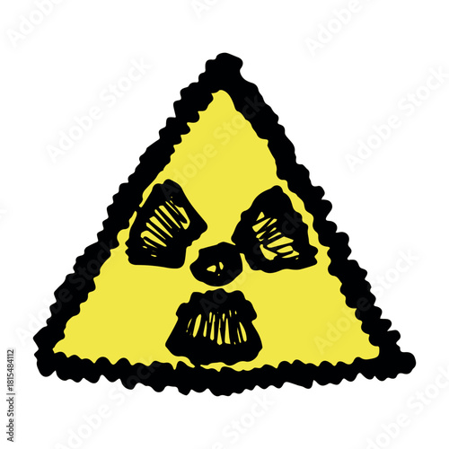 Hand drawn radiation sign Nuclear radiation hazard symbol Radioactive danger warning sign clipart in doodle style Nuclear safety Radioactive waste Single element for print, web, design, decor