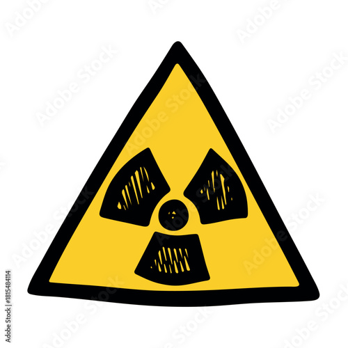 Hand drawn radiation sign Nuclear radiation hazard symbol Radioactive danger warning sign clipart in doodle style Nuclear safety Radioactive waste Single element for print, web, design, decor