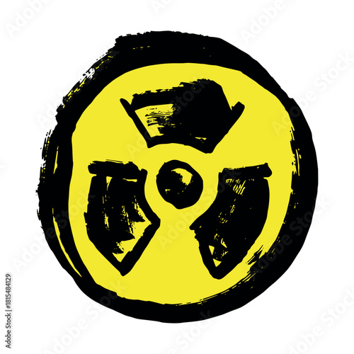 Hand drawn radiation sign Nuclear radiation hazard symbol Radioactive danger warning sign clipart in doodle style Nuclear safety Radioactive waste Single element for print, web, design, decor