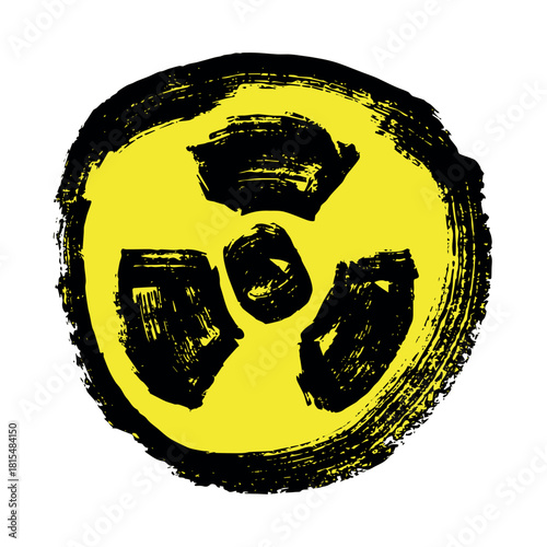 Hand drawn radiation sign Nuclear radiation hazard symbol Radioactive danger warning sign clipart in doodle style Nuclear safety Radioactive waste Single element for print, web, design, decor