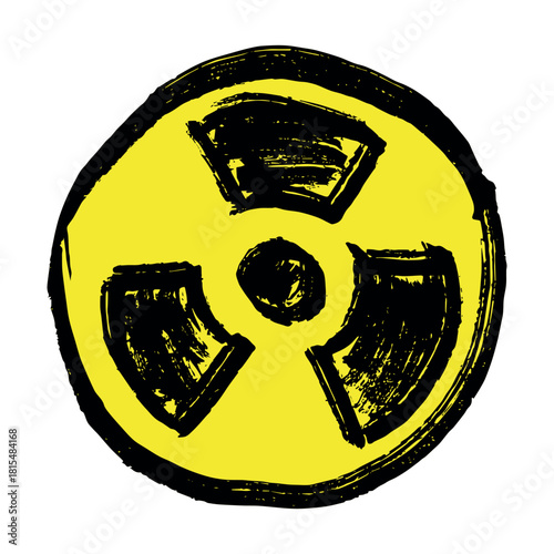 Hand drawn radiation sign Nuclear radiation hazard symbol Radioactive danger warning sign clipart in doodle style Nuclear safety Radioactive waste Single element for print, web, design, decor