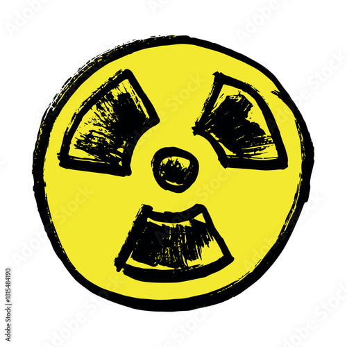 Hand drawn radiation sign Nuclear radiation hazard symbol Radioactive danger warning sign clipart in doodle style Nuclear safety Radioactive waste Single element for print, web, design, decor