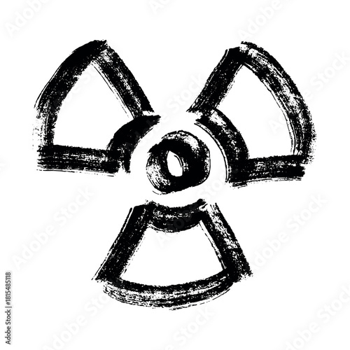 Hand drawn radiation sign Nuclear radiation hazard symbol Radioactive danger warning sign clipart in doodle style Nuclear safety Radioactive waste Single element for print, web, design, decor