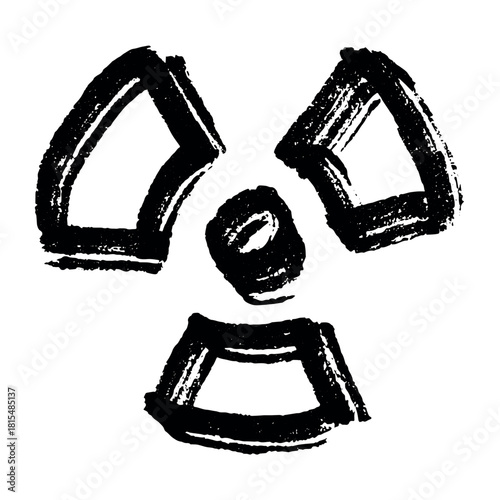 Hand drawn radiation sign Nuclear radiation hazard symbol Radioactive danger warning sign clipart in doodle style Nuclear safety Radioactive waste Single element for print, web, design, decor
