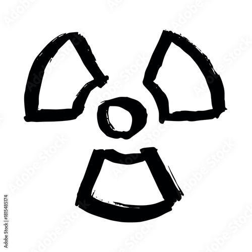 Hand drawn radiation sign Nuclear radiation hazard symbol Radioactive danger warning sign clipart in doodle style Nuclear safety Radioactive waste Single element for print, web, design, decor