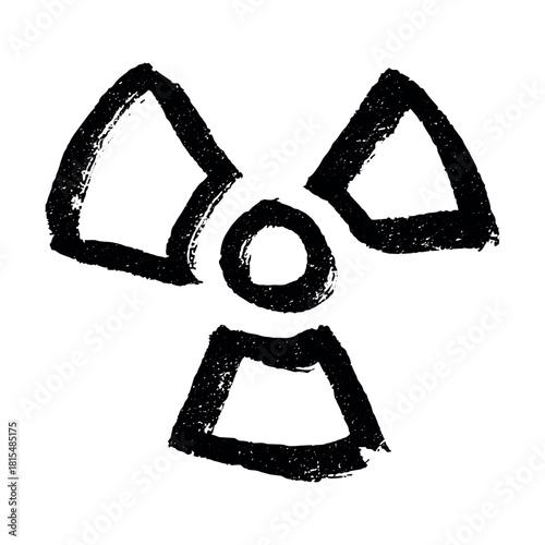 Hand drawn radiation sign Nuclear radiation hazard symbol Radioactive danger warning sign clipart in doodle style Nuclear safety Radioactive waste Single element for print, web, design, decor