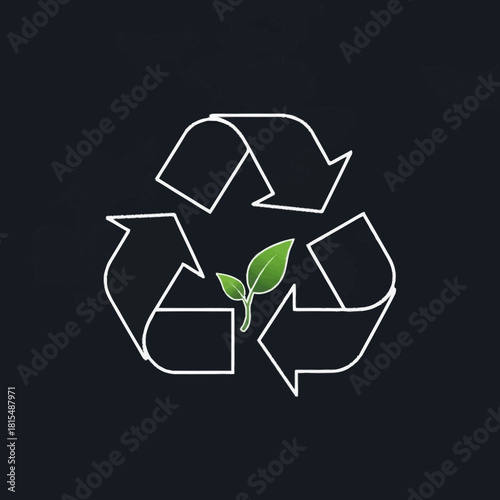 Recycle Symbol with Green Leaves for Environmental Sustainability.
