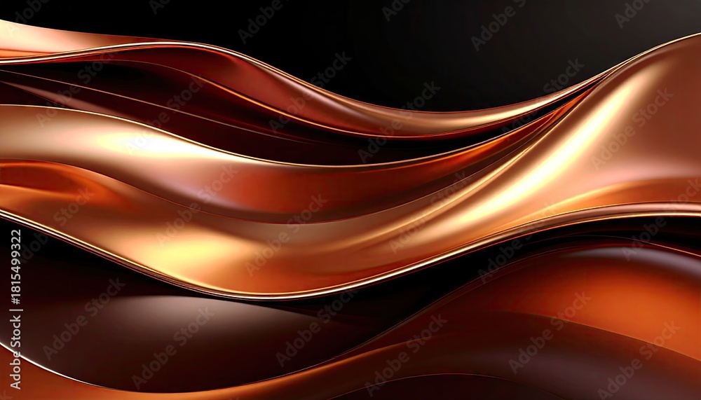 Obraz premium Abstract flowing copper waves with golden light accents and dark background creating a luxurious and dynamic visual effect