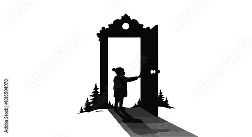 Child reaching for an open doorway, symbolizing opportunity and new beginnings.