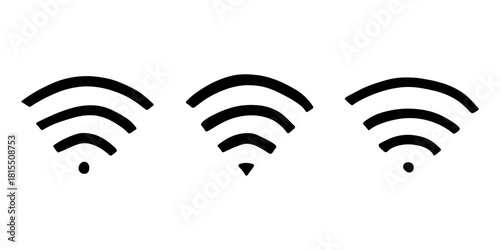 Set of hand drawn free wifi spot zone sign Public wi-fi area sign Wireless internet clipart in doodle style Single element for print, web, design, decor 3G, 4G, 5G, 6G, IoT