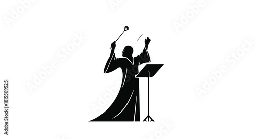 Maestro conducting an orchestra with passion and energy.