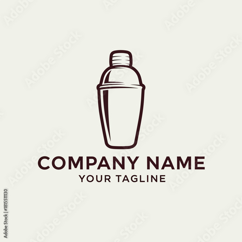 Elegant Cocktail Shaker Illustration for Bar or Beverage Brand Identity.