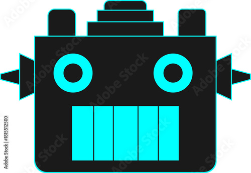 레트로 스타일의 귀여운 로봇 얼굴 아이콘
