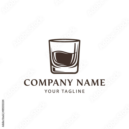 Elegant whiskey glass logo design for a sophisticated brand identity.