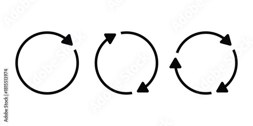 Circular Arrow Icon Set. Loop Cycle Symbol Illustration. Refresh Repeat Loop Symbols