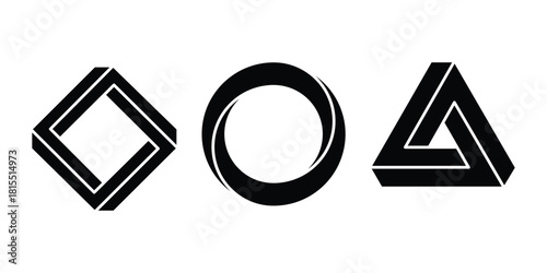 Optical Illusion Geometric Icons. Modern Impossible Shape Pack. Modern Impossible Shape Pack