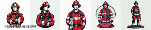  vector image of a man wearing a firefighter uniform on a white background