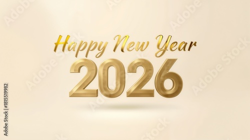 Happy new Year 2026 gold Text number isolated Background