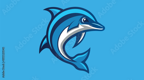 Playful blue dolphin leaping through clear water