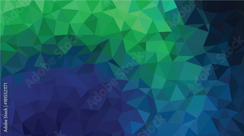 Abstract Dark Green and Blue Low-Poly Geometric Triangle Background