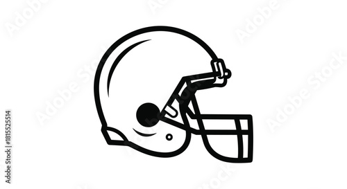 Black and white outline drawing of a football helmet on a white background.