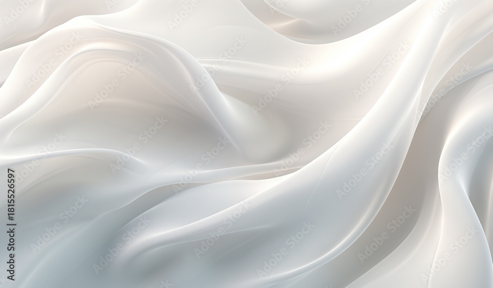 Obraz premium Abstract white background with flowing silk waves creating elegant sophisticated wallpaper featuring soft flowing lines resembling delicate fabric texture.
