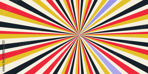 Color explosion in radial motion with bright converging lines designed to impress. Sharp lines stretch to infinity. Modern colorful geometry in endless motion full of speed and life. Vector background