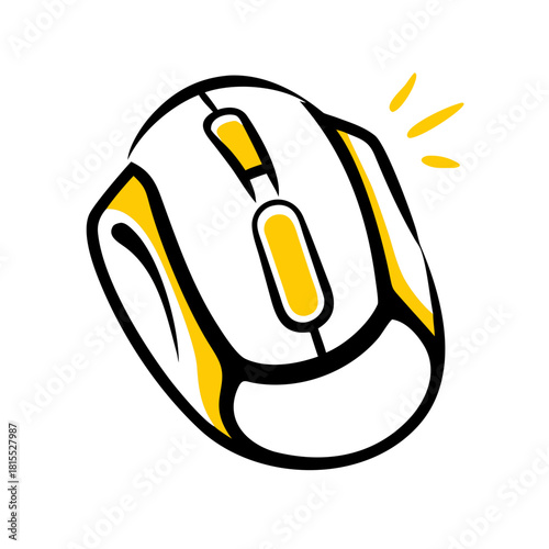 Cartoon Gaming Mouse with Yellow Trail and Click Motion