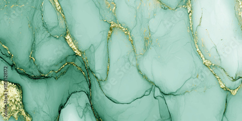 Abstract green marble texture with gold veins flowing liquid background elegant lime emerald fluid art wavy patterns design for modern luxury branding.